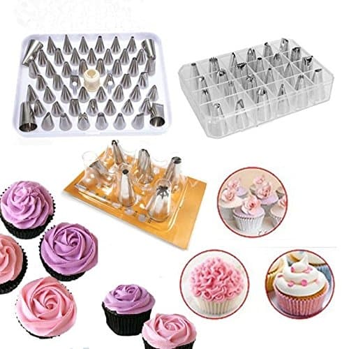 Viewred 24 Pcs Icing Piping Nozzles Pastry Tips Cake Sugarcraft Decorating Tool Set Silver 24