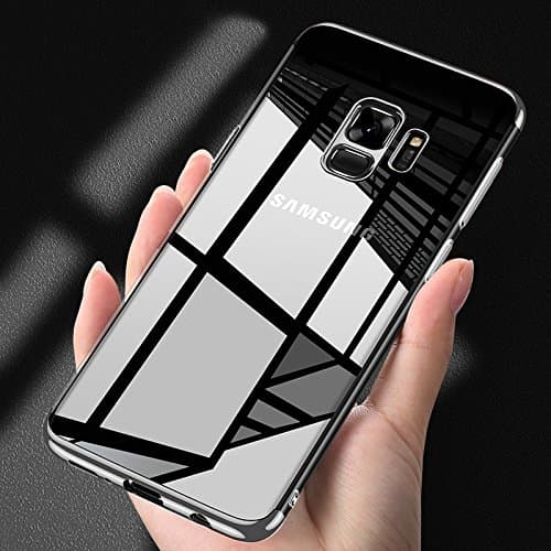 JAWSEU Case Transparent Compatible with Samsung Galaxy S9 Plus, Crystal Clear Ultra Thin Soft TPU Silicone Gel Rubber Bumper Plating Case Flexible Slim Fit Shockproof Protective Case