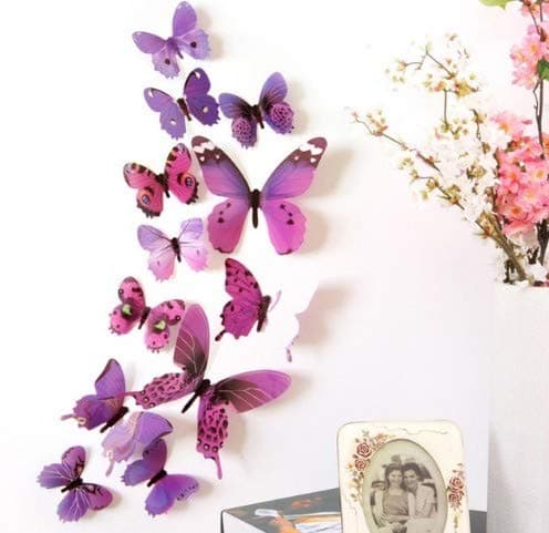 CMSPO 12pcs Decal Wall Stickers Home Decorations 3D Butterfly Rainbow Purple Free Drop Shipping JA22