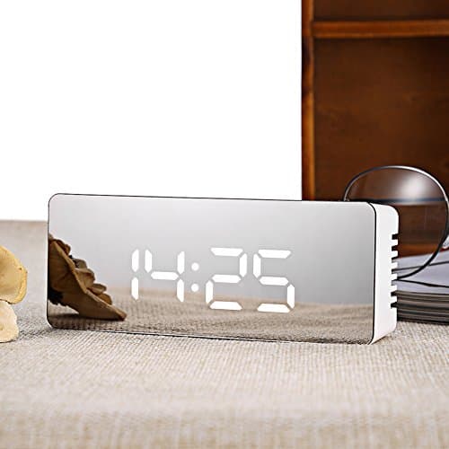Najer LED Digital Alarm Clock, Slick and Innovative Design Mirror Clock Temperature & Time Display Morning Clock Desk Clock for Home and Office