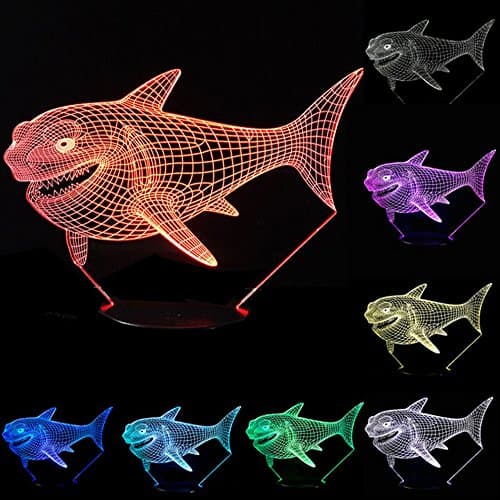 Unitake Animals Shark 3D Touch Table Night Light Desk Lamps 7 Colors Changing Lights with Flat Base Acrylic and ABS and USB Powerd
