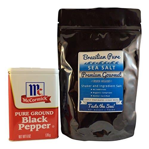 McCormick Black Pepper and Sea Salt BUNDLE 2 piece combo Brazilian Pure Fine Grain Sea Salt Kosher Gourmet Natural Salt