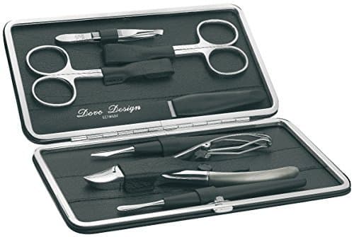 Dovo 7 Piece Cowhide Leather Manicure Set-Black