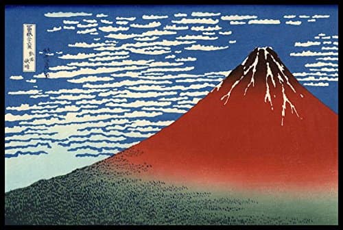 DecorArts Poster Panel 【 Fine Wind, Clear Morning Artwork by Katsushika Hokusai 】 ( Art &amp; Ukiyo-e Painting ) 4 folds H10.4 x W15.4 Folding Screen Prints On Japanese Paper 【 red fuji 】