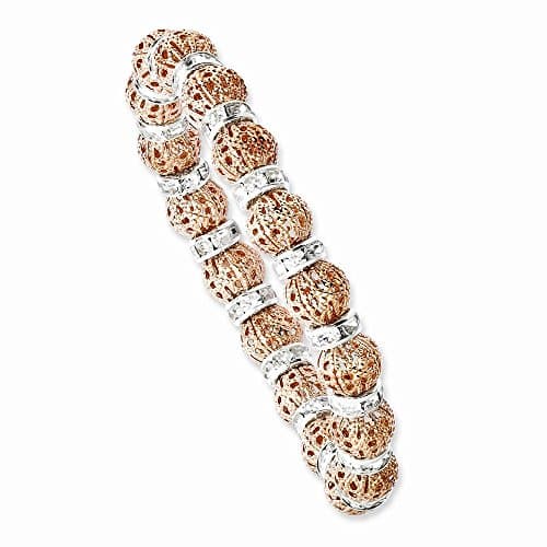 Best Birthday Gift Copper-tone &amp; Silver-tone Clear Epoxy Stones Stretch Bracelet