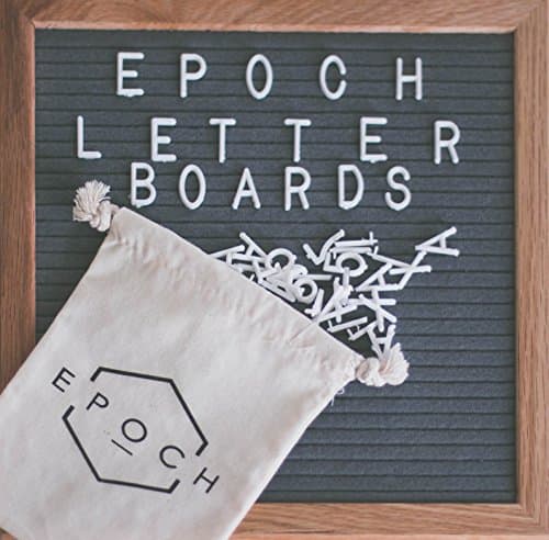 Felt Letter Board 10x10 Inches. Changeable Letter Boards Include 340 PRE-Cut White Plastic Letters, Modern Oak Stand & Oak Frame â Epoch Letter Boards (Gray)