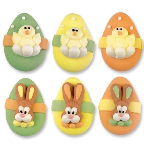 Easter Chicks & Rabbits on Eggs - Edible Cupcake Toppers/Cake Decorations from Nice Buns