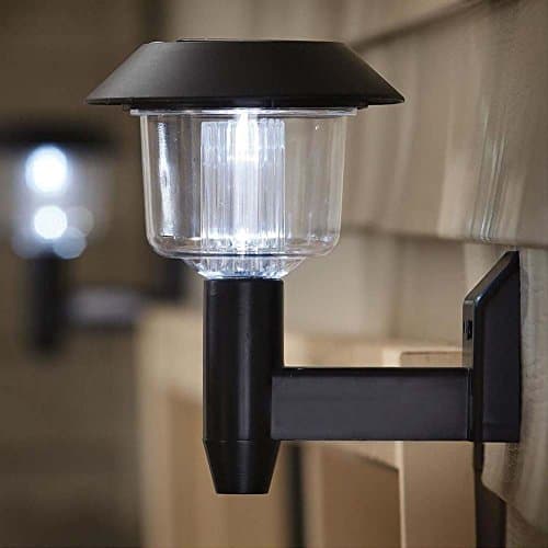 Solar Outdoor LED Light Fixture, Pole/Post/Wall Mount Kit, 2 Pack Black Wall Light Lamp With White Lighting