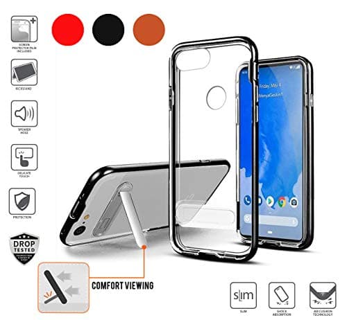 Google Pixel 3 XL Case (XL Version Only), Premium Ultra Bumper [Slim] Transparent Hybrid Crystal Clear with Stand TPU Cover case (Clear/Black)