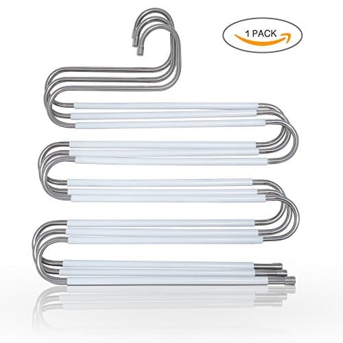 Sortfab Pants Hangers Premium Quality S-Shape 5 Layers Non-slip Stainless Steal Multi-purpose Clothes Hangers - Space Saving Hangers for Hanging Pants, Jeans, Trousers, Scarfs, Ties, Towels -Pack of 1