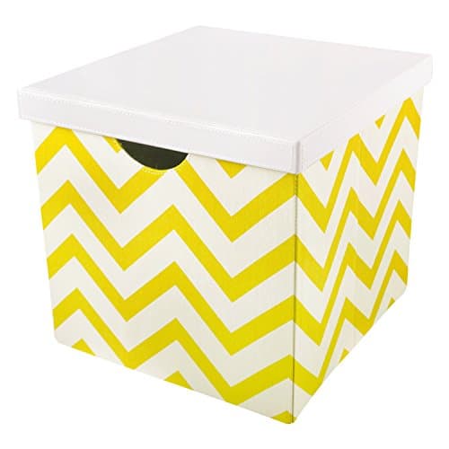 Vox Square Clothing Non Woven Fabric Foldable Storage Box Cube Bins Organizer Containers Drawers with Lids and Handles Yellow