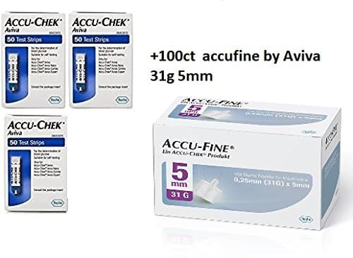 Accu-Check Aviva test strips 3x50 Code Free +100ct 31g 6mm