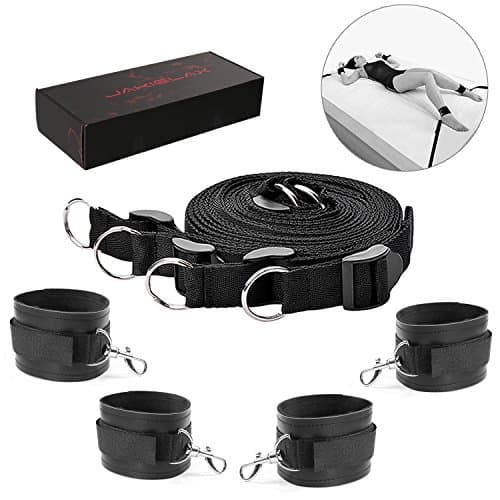 JAKIELAX Bed Restraints Kit Straps Ties Exercise Bands with Adjustable PU Leather Cuffs