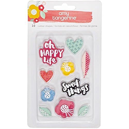 AMY TAN OH HAPPY LIFE RUBBER EMBELLISHMENTS 10/PKG
