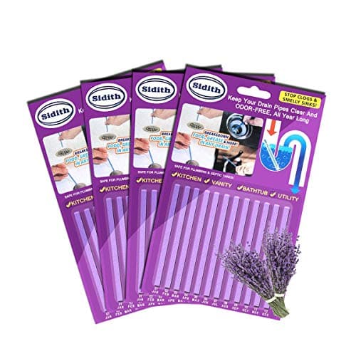 Sidith Drain Cleaner Sticks, Sink Deodorizer (48 Pack), Sink Freshener to Keep Odor Free As Seen On TV for Bathroom, Kitchen, Toilet, Shower Drain (Lavender)