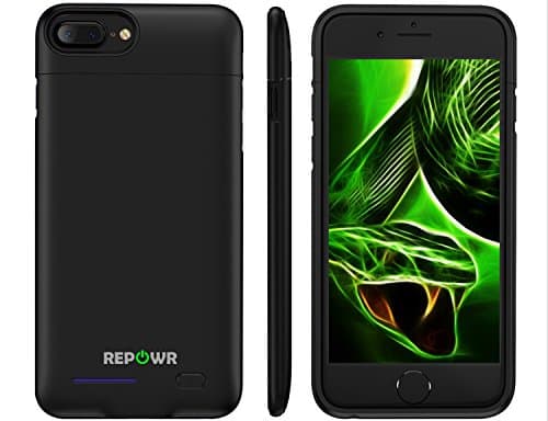 REPOWR Brand Battery Charger Case Compatible with Apple iPhone 8 Plus / 7 Plus / 6s Plus / 6 Plus - 4200mAh - Magnetic Protective Case - Portable + Slim with External Battery Rechargeable (Black)