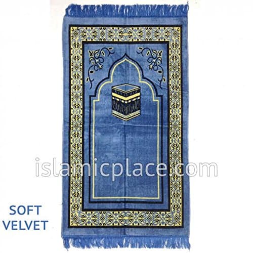 Blue Prayer Rug with Kaba (Soft Velvet)