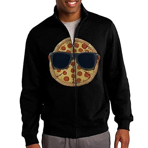 Men's Pizza Meeting Solid Stand Collar Zipper Jacket Size XXL