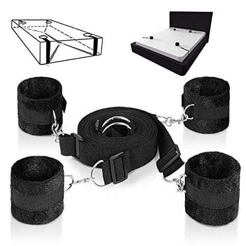 Up The Bed Restraint Set/Kit with Comfortable Ankles and Wrist Cuffs | Adjustable Bed Restraints Straps | Fits Any Size Mattress | Exercise Band - Suitable for Both Men and Women,Black