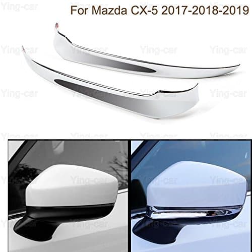 2Pcs Car Chrome Rearview Side Mirror Cover Trim Strip Emblems For CX5 CX-5 2017 2018 2019 2020