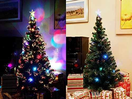 XmasBuddy 6.5 FT PRE-LIT Multi Color LED Lights & Fiber Optic Christmas Tree with Star Topper