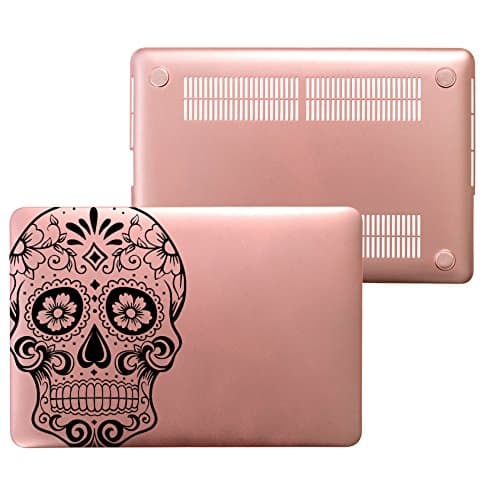 MacBook Air 13 Inch Case- Laptop Rose Gold Protective Hard Plastic Cover Compatible for Apple- Fits on Model A1466 & A1369 2015 (Sugar Skull Black)