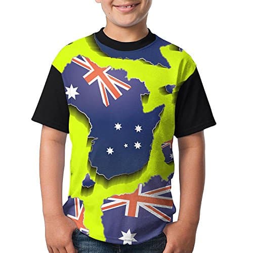 Australia Flag Map Geometric Boys Printing Tee Shirt Polyester Short Sleeve Top Tee