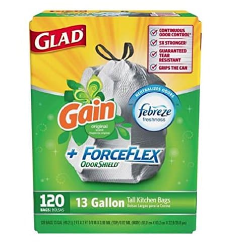 Glad ForceFlex OdorShield Tall Kitchen Drawstring Trash Bags (13 Gallon 120 Count) New!!!