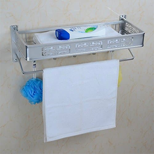 Ueannryer Space Aluminum Bathroom, Rack, Towel Rack, Single Layer Belt, Hook, Multifunctional Tray
