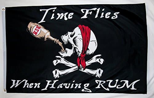 Complete Steel Powered Coated Flag Pole With Hardware &amp; 3' X 5' Time Flies When Having Rum Pirate Flag