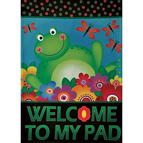WELCOME TO MY PAD FROG GARDEN FLAG