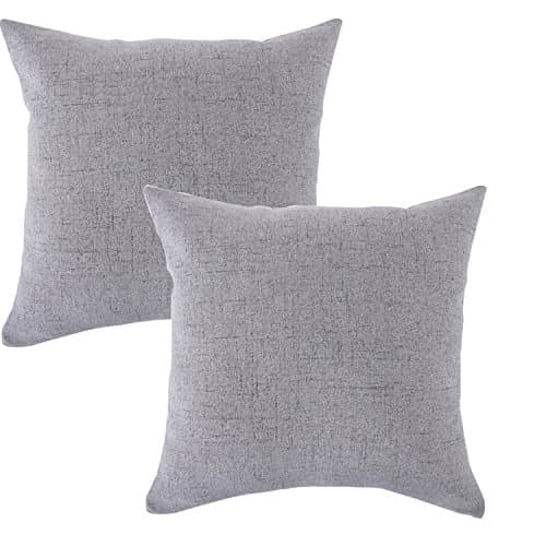 CHANODUG Linen Pillow Covers 20 x 20 Inch Sets of 2 Grey Decorative Square Throw Pillow Cover Cushion Case Sofa Durable Modern Stylish Linen Grey Throw Cushion Covers Hidden Zipper