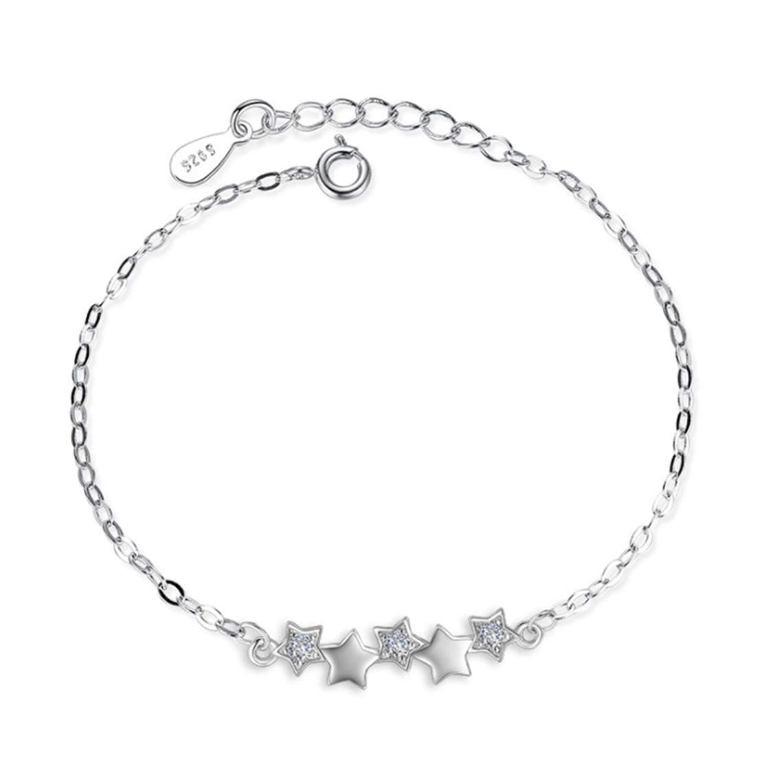 Kissherely 925 Silver Bracelet with Adjustment Chain Tiny Star Charm Bracelet Best Friend Bracelet Gifts