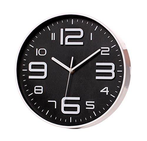 SonYo Indoor Big 3D Number Silent Wall Clock Silent Sweep Movement Wall Clocks Battery Operated 12 Inch Black