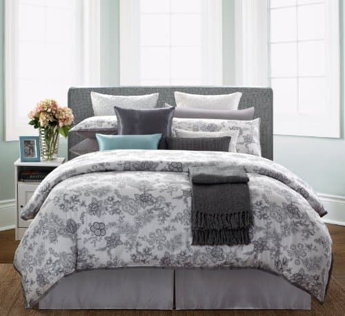 Ever Rouge White Lotus 300 Thread Count 100-Percent Cotton 7-Piece Duvet Set, King