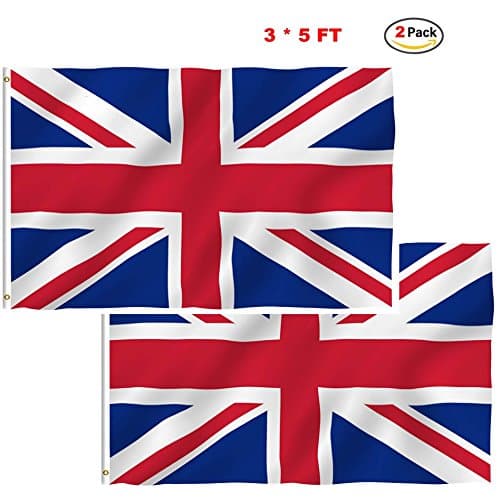 Qinfeng [Fly Breeze] 2 Pack 3x5 Foot UK Polyester Flag with Metal Grommets (UK)
