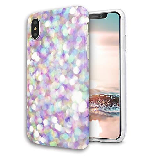 iPhone X Case, Bling Glitter Case iphone X, Soft Silicone Ultra-Thin Anti-Scratch Proof Anti-Finger Print TPU Mobile Phone Cover[Support Wireless Charging] (Matte Colorful)