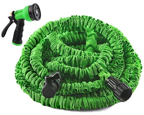 Gardees Tm 50 Feet-Garden Hose + 8 Function Spray Nozzle and Shut-off Valve, Green