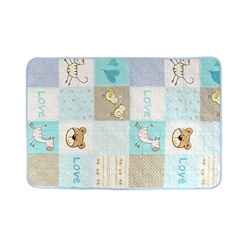 Honey Bedding Waterproof Mattress Pad Protector Cute Design 30” x 44” Quilted Ultrasound Method For Toddler (Baby Animals Blue)