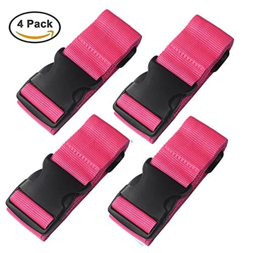 WeBraveryWeBravery Adjustable Luggage Straps Suitcase Belt Travel Strap Accessories (4Pack-Pink)