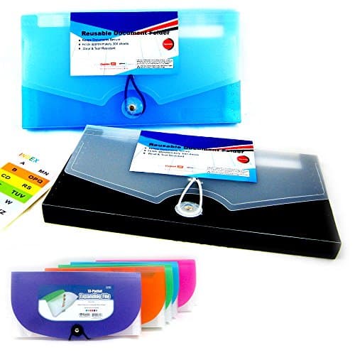 2Pc 13 Pocket Expanding Document File Accordion Organizer School Coupon Folder !