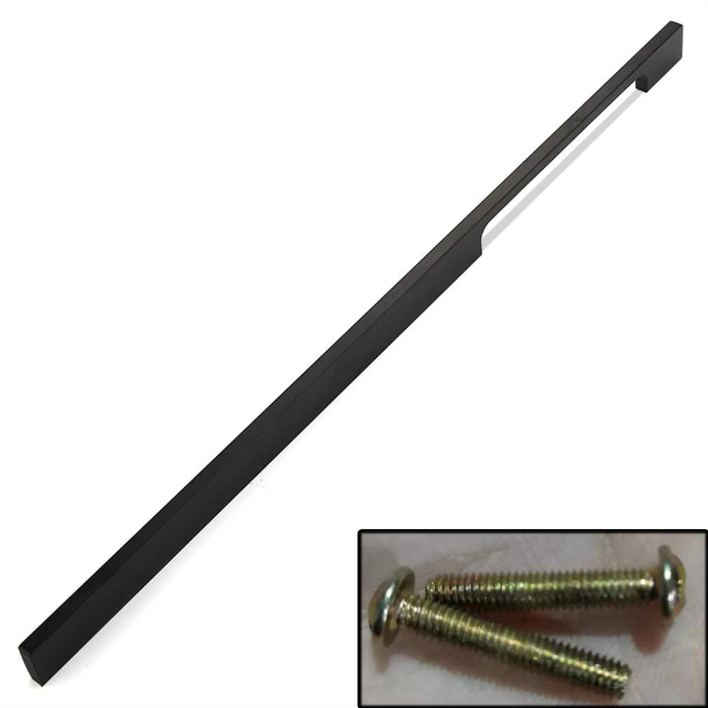 Pure Black Square Cabinet Pulls Bar Handle,for Bathroom Wardrobe Door Handles,Aluminum Alloy Drawer Knobs Hardware,1 Pack (Total Length 1500mm/59.1in)