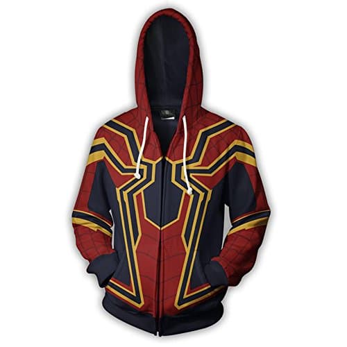 Leather Marvel Avengers Infinity War 2018 Captain America Coolest RDJ Mens Hoodie Jacket (Red - Spiderman Avengers Infinity War 2018 Hoodie Jacket, Small/Body Chest 38" to 40")