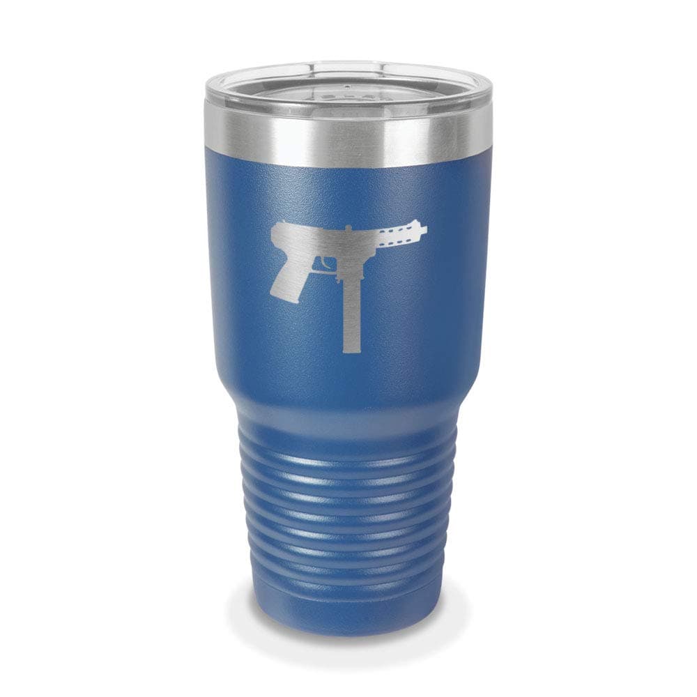 Custom Tec-9 30 oz Laser Engraved Polar Camel Stainless Steel Vacuum Insulated Tumbler w/Clear Lid kg-99 tec-dc9 ab-10 2a molon labe - Customizable - Royal Blue