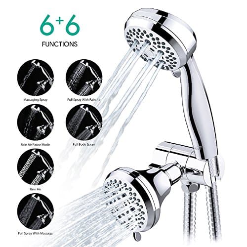 CLOFY 30-Setting Shower Head, 3-Way 2 in 1 Combo Shower Heads with Adjustable Holder& Hose, Full-Chrome Handheld Shower Head Faucet by CLOFY