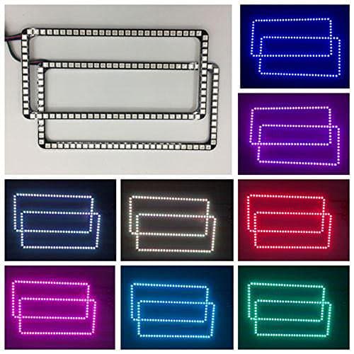 Vivid Light Bars Halo Ring Headlight Kits for 1994-2002 Dodge Ram RGB Color Changing with Bluetooth Remote Controller