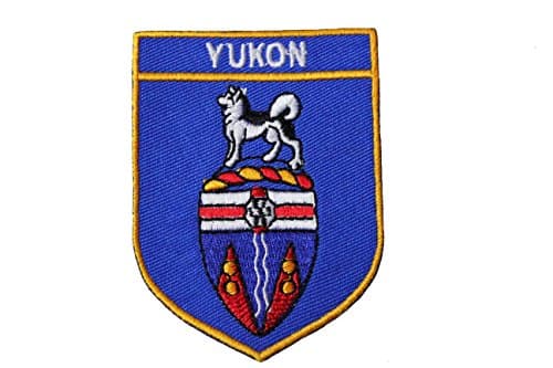 YUKON Blue Shield With Gold Trim Canada Territory Flag 2 1/8" x 2 7/8" Inches Embroidered Iron on Patch Crest Badge. New
