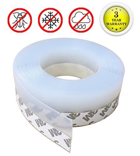 Sliding Door Sweep Weather Stripping Bottom Tool Draft Stopper Blocker Seal Weatherproof Window Draught Excluder Self Adhesive for Cracks/Gaps Anti-collision Silicone 16.4Feet (Translucence, 45mm)