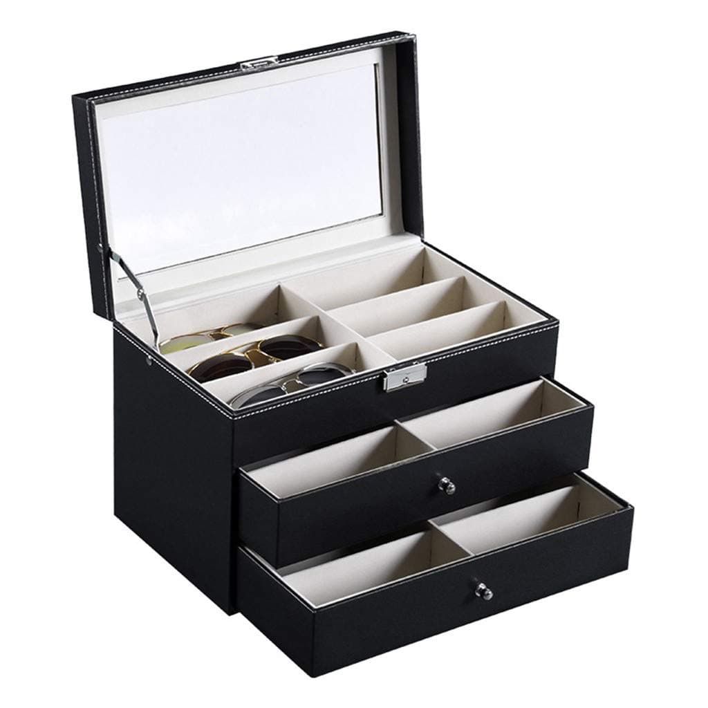 Atezch Sunglasses Organizer Box for Women Men, 3 Layer 18 Slots Eyeglass Sunglass Storage Box Glasses Display Case, Jewelry Collection Holder with Drawer(Ship from US!!!)