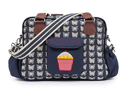 Yummy Mummy Stylish Nursery Changing Bag - Colour Navy Bows - Includes Travel Changing Mat Cupcake Design Luxury Baby Bag